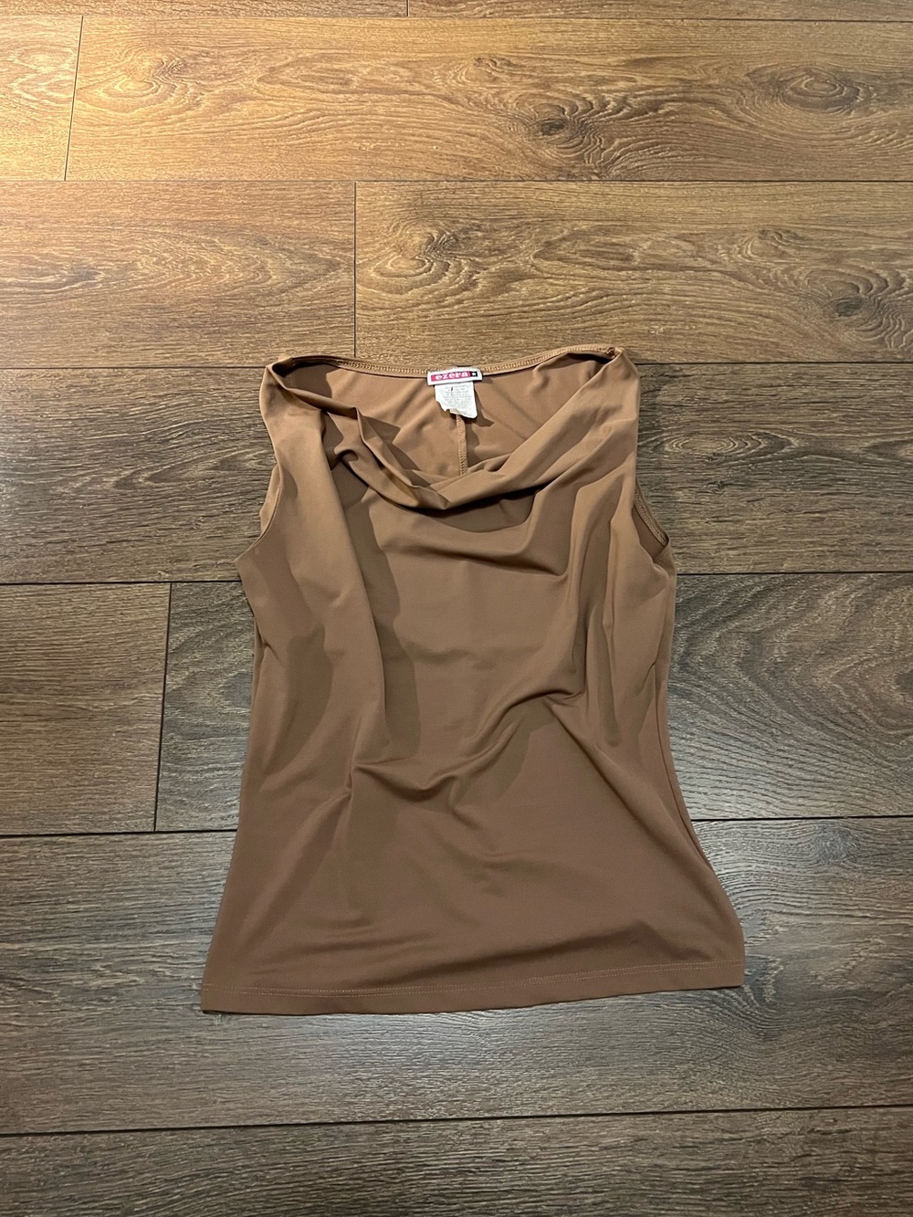 Brown Sleeveless Drape Neck Women's Top